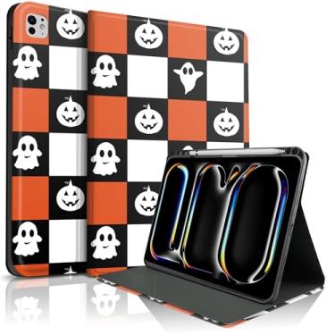 Imagem de TopPerfekt Capa para iPad Pro de 11 polegadas M4 2024 (5ª geração) com suporte, capa fólio com suporte para lápis, para crianças, meninos, meninas, dia das bruxas, granulação fina, antiderrapante