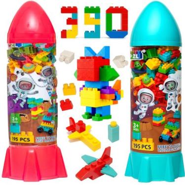 Imagem de Kit com 2 Brinquedos Didático Blocos e Peças Montar Encaixar Leg Fogue