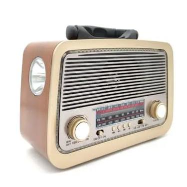 Imagem de Rádio Am Fm Retro Vintage Recarregável 110v 220v Pilhas Portátil (Marrom)