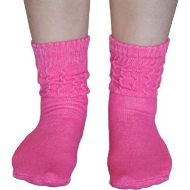 Imagem de Par de Meias Feminina Cano Médio Fitness Aeróbica Apollo, Fúcsia