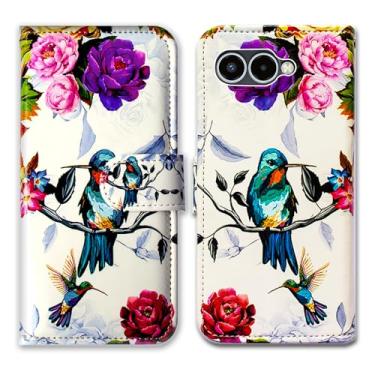 Imagem de Bcov Capa para T-Mobile Revvl 8, colibri em flores, pássaro, couro, flip, capa carteira com suporte para cartão e suporte para cartão para T-Mobile Revvl 8