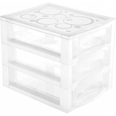 Imagem de Ordene - Gaveteiro Plástico Pequeno com 3 Gavetas, Cor Cristal, Linha Bel, Ordene