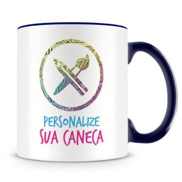 Imagem de Caneca Personalizada com Alça e Interior Azul Escuro - Crie a Sua - Am
