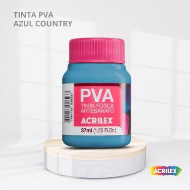 Imagem de Tinta pva fosca para artesanato com 37ml cor azul country - ACRILEX