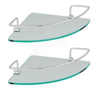 Imagem de Kit 2 Porta Shampoo De Canto Cromado Base De Vidro Temperado