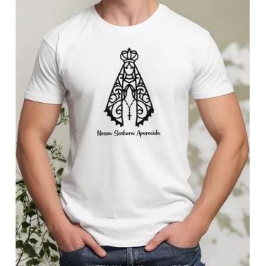 Imagem de Camiseta Camisa Algodão Feminina Masculina Adulto Nossa Senhora Aparec