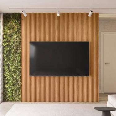 Imagem de Painel para Tv 84 Polegadas 100% Mdf Ripado Modular 2.2 Marrom Fosco