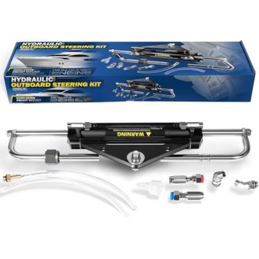 Imagem de Kit de direção hidráulica externa de 150HP com cilindro HC4645H de montagem frontal, serve para motor de popa único Yamaha até 150HP, sistema de direção hidráulica de barco marítimo com válvula de