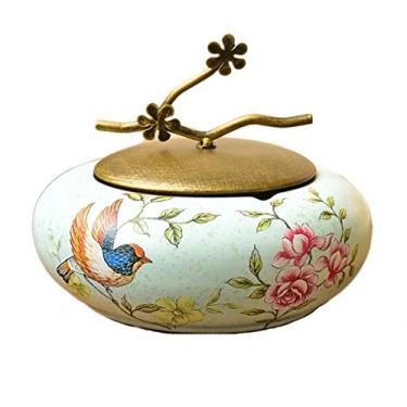 Imagem de Cinzeiros para cigarros Cinzeiro de cerâmica chinês retro com tampa cinzeiro decoração de mesa de centro mobiliário artesanato decoração cinzeiro criativo bandeja de cinzeiro (cor: B, tamanho: 17 x