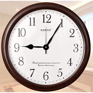 Imagem de Relógio de parede/relógios redondos e relógios grandes de madeira maciça/com relógio de parede continental/relógio mudo para sala de estar/relógio criativo moderno minimalista quartzo