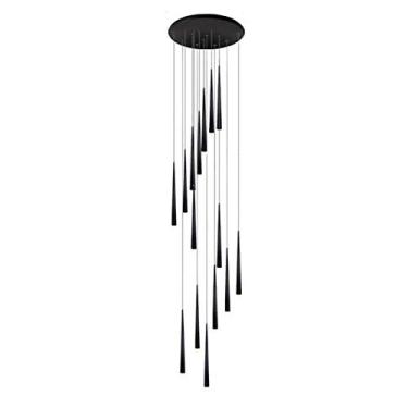 Imagem de Candeeiro de lustre LED moderno em forma de gota de chuva, 18 luzes, 90 W, luz pendente de meteorito, 300 cm, altura ajustável, acrílico, montagem embutida, candeeiro suspenso para decoração de escada