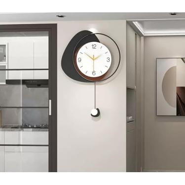 Imagem de RIAAJ Relógio de parede com pêndulo, relógio de parede moderno simples e criativo com pêndulo sem ruídos de carrapato, operado por bateria para sala de estar, quarto, cozinha, um relógio de decoração