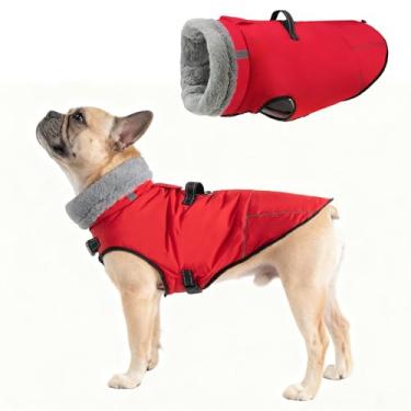 Imagem de Mihachi Casaco para cães médios, casaco de inverno quente para cães à prova d'água com arnês embutido colete de lã refletivo para animais de estimação, casaco de inverno para filhotes de cachorro com