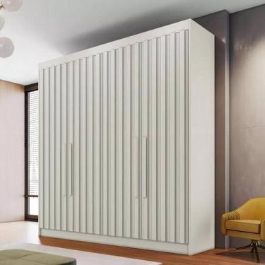 Imagem de Guarda Roupa Solteiro Ripado 4 Portas 3 Gavetas - Potente-Off White - 