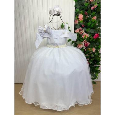 Imagem de Vestido Longo Doce Elegância Branco Banana Club para Meninas, Branco, 