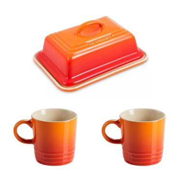 Imagem de KIT LE CREUSET MANTEIGUEIRA ESTILO EUROPEU 17,5CM E 2 CANECAS CAPPUCCINO 200ML