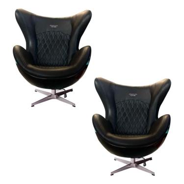 Imagem de Kit 2 Poltronas Decorativas Egg Chair AMG One Cinza/Preto G53 - Gran Belo