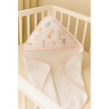 Imagem de Toalha de Banho Bebê Infantil com Capuz 100% Algodão 3 Camadas – Toalha Soft Grossa de Fralda Safari Macia e Absorvente (Rosa)