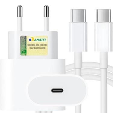 Imagem de Carregador Turbo Tipo C Compatível com iPhone 15, 15 pro, 15 Pro Max, iPhone 16, 16 pro, 16 pro Max, Samsung Galaxy, IOS/Android Turbo + Cabo USB-C Ultra Rápido de 1M Premium