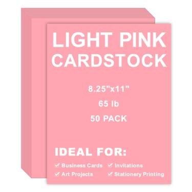 Imagem de Cartolina 8,5 x 11, 50 peças, 29,5 kg/180 g/m², papel de impressora grosso para artesanato, papelaria, cartões de visita, impressão de escritório (rosa claro, 50 peças)