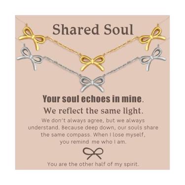 Imagem de SHAMTEM BFF Colar de coração da amizade para colar combinando com laço de coração banhado a ouro 2,18 K, delicado e minúsculo coração, joias para casais de irmãs, Large, Metal, Sem Pedra Preciosa