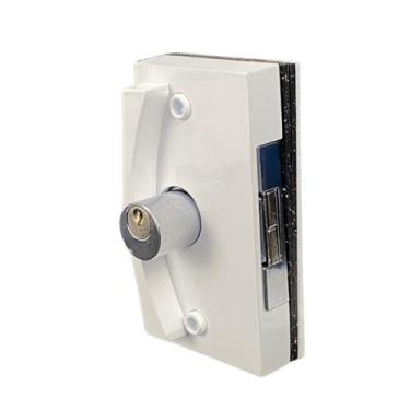 Imagem de Fechadura Blindex 3530 para Porta de Correr de Vidro com Chave Reversível para Vidro de 8 a 10 mm (Branco)