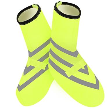 Imagem de Capas de tênis de ciclismo à prova d'água amarelas, refletivas e ajustáveis unissex