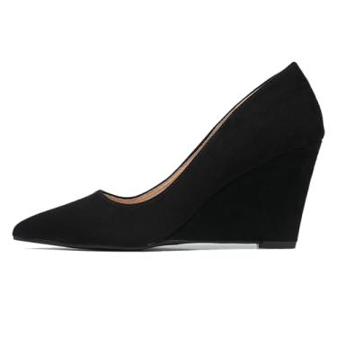 Imagem de Lryweisy Sapato social feminino salto baixo bico fechado, Preto 001, 37