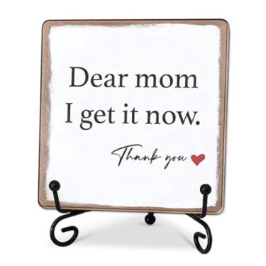 Imagem de Presente decorativo de placa de acrílico - Dear Mom, I Get It Now, Thank You, 10 cm Placa acrílica com suporte preto, dia das mães, presente para a mãe, decorações de casa e presentes - A57