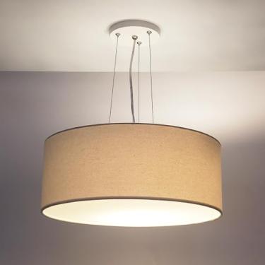 Imagem de Luminária de Teto Pendente Redondo Em Tecido 60x15 Cru