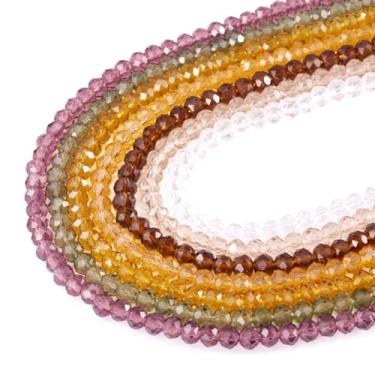 Imagem de 7 fios mini contas de vidro facetado 4 mm Rondelle contas de cristal sementes espaçadores soltos para pulseira faça você mesmo colar joias fazendo chaveiro sino de vento enfeite pendurado