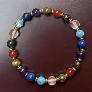 Imagem de Pulseiras de cura para mulheres e homens, ametista olho de tigre, lápis-lazúli, pedras preciosas elásticas naturais, pulseiras para ioga, presentes de aniversário do zodíaco, horóscopo, joia