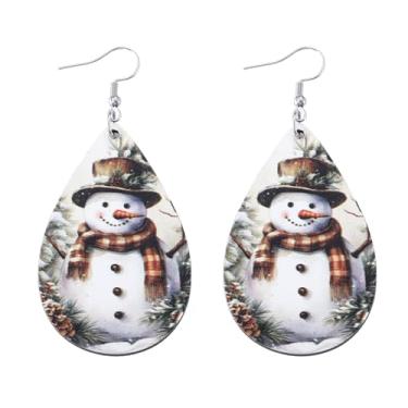 Imagem de Brincos de Natal para mulheres, boneco de neve, brincos pendurados, roupas de Natal, acessórios de bijuteria, 2inch, Aço inoxidável, Sem pedra preciosa