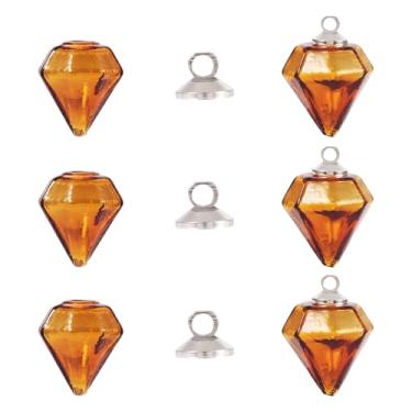 Imagem de Pingentes de garrafas de vidro de diamante, pingentes vazios de cristal com fecho de tampa, para brincos, pingentes, colares, bijuterias, faça você mesmo, 16-17x15-15.5x13.5-14.5mm, Vidro, Sem Pedra