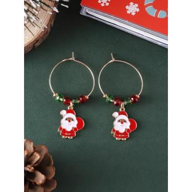 Imagem de Brincos de Natal para mulheres, veado, árvore de Natal, boneco de neve, Papai Noel, pingente, brincos de Papai Noel, roupas de Natal, acessórios de bijuteria, 2inch, Aço inoxidável, Sem pedra preciosa