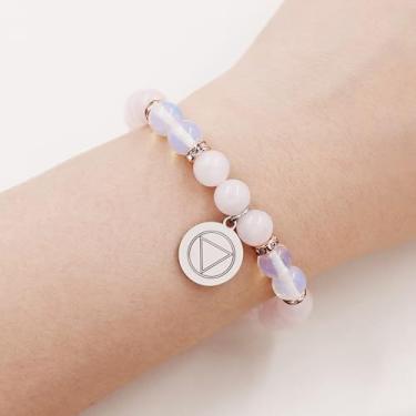 Imagem de Sober Bracelet Pulseira elegante com contas para recuperação de álcool, design fortalecedor com charme exclusivo, ideal para uso diário ou eventos de apoio YA5047, Medium, Aço inoxidável, Sem Pedra