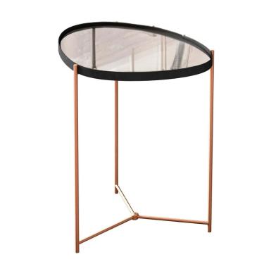 Imagem de Mesa Lateral Orgânica Alamanda Espelhada com Pés Metálicos