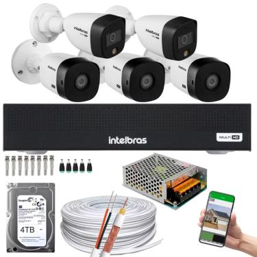 Imagem de Kit 5 Câmeras Intelbras 2 cam Full Color 2 cam 1220b Full Hd Dvr Mhdx 1008-C C/HD 4TB