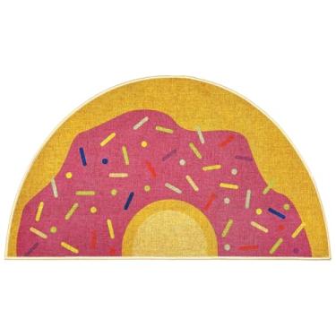 Imagem de Donut Capacho meio redondo para ambientes externos, ambientes internos, fofos, bem-vindos, porta da frente e trás, tapete de entrada engraçado, antiderrapante, tapete de boas-vindas, tapete de