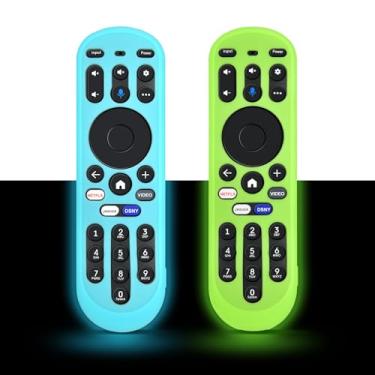 Imagem de [Brilho verde e azul] Capa protetora para Element Pioneer XUMO MG3-R34010 Hisense R34010BA00-00001 capa protetora de silicone para controle remoto Element Pioneer XUMO Hisense [antiderrapante/à prova