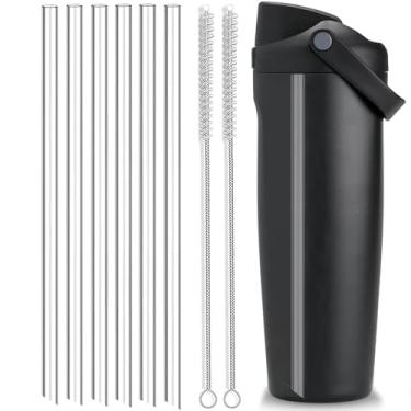 Imagem de 6 peças de substituição de canudo compatível com garrafa de água Owala FreeSip Sway de 850 g, canudos transparentes reutilizáveis, sem BPA, com 2 limpadores de palha (ciano) (transparente)