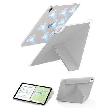 Imagem de Feams Capa Y Fold para iPad Pro de 11 polegadas M5/M4 2025/2024, suporte em Y para iPad Pro de 11 polegadas M5/M4 2025/2024, capa traseira com fecho magnético e hibernação automática, cinza
