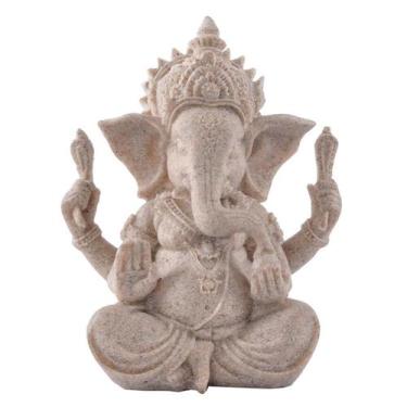 Imagem de Escultura Estátua de resina de Ganesha em estilo arenito 7,5x6x9,5cm -