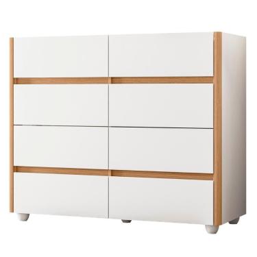 Imagem de Cômoda Para Quarto 8 Gavetas 120cm Lynd A02 Branco-freijó - Mpozenato