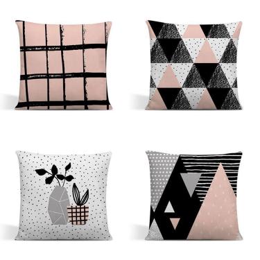 Imagem de Kit 4 Capas Para Almofadas Decorativas Juma Oxford 100% Poliéster - Escandinava Rosa