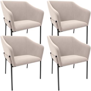 Imagem de Kit 4 Cadeiras Para Sala De Jantar Estar Living Olívia L02 Suede Bege - Lyam Decor