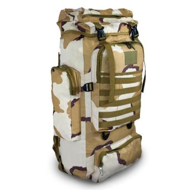 Imagem de Mochila Tática Militar Impermeável Reforçada 80l Cargueira Camping Tri