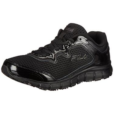 Imagem de Fila Sapato de trabalho feminino Memory Fresh Start antiderrapante, Preto/Preto/Prata Metálico, 7