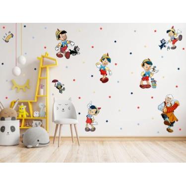 Imagem de Adesivo De Parede Pinóquio Desenho Estrelas Decoração - Adesivos Kigru