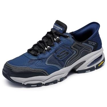 Imagem de Skechers Tênis masculino Vigor 3.0 Drafting Hands Free Slip-in, Azul marinho/preto, 46